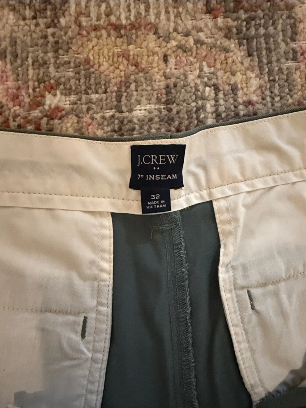 J. Crew Men's Green Chino Shorts, 32 waist